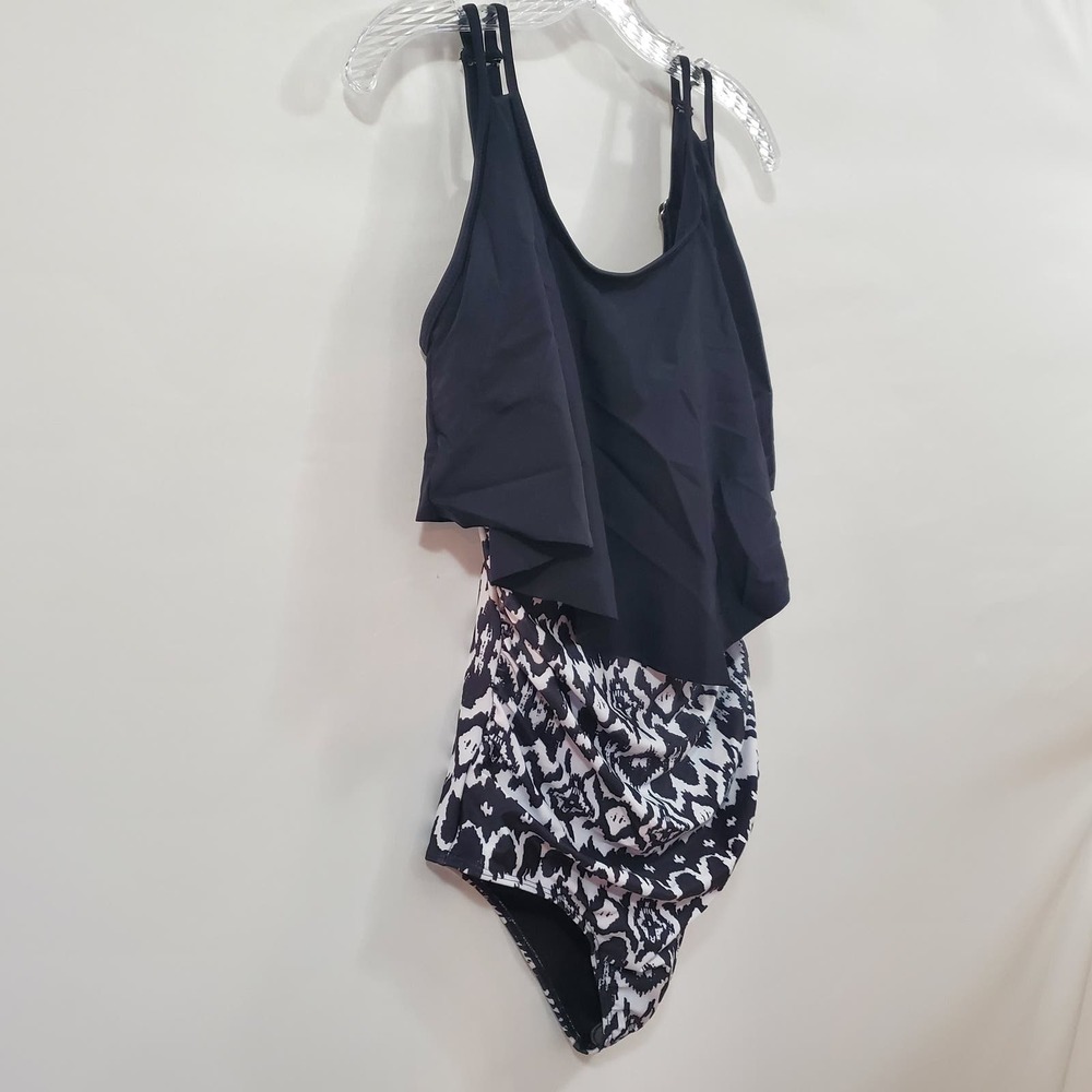 Nwt Bloomchic Swimsuit Geometric Patchwork Black … - image 3